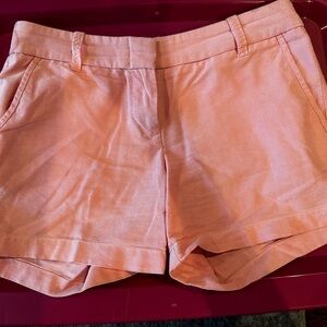 Womans JCREW salmon linen/pink colored  shorts, size 2